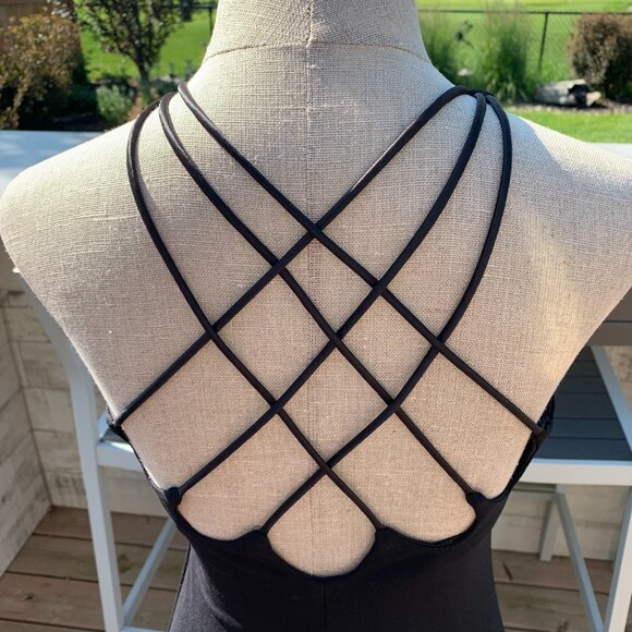 Vintage 90s Venessa Stevens Black Maxi Slip Dress Formal Evening Gown - Picture 9 of 16